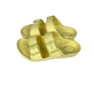 Birkenstock Sandals Youth 34 Arizona Eva Slip On Buckle Strap Slide Yellow Flats